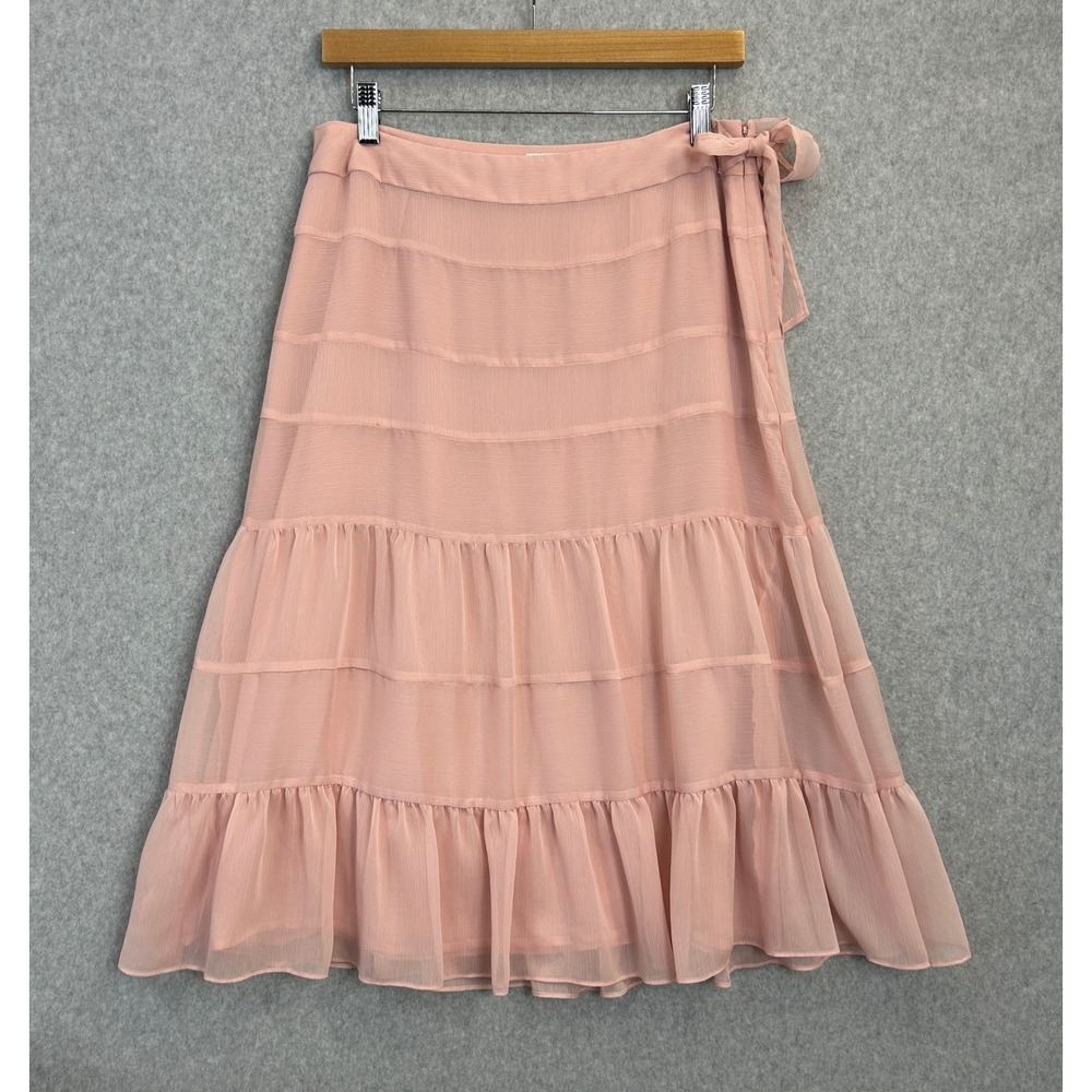 Apt. 9 Size Small Tiered Chiffon Skirt Pastel Pink Ruffle Coquette Balletcore